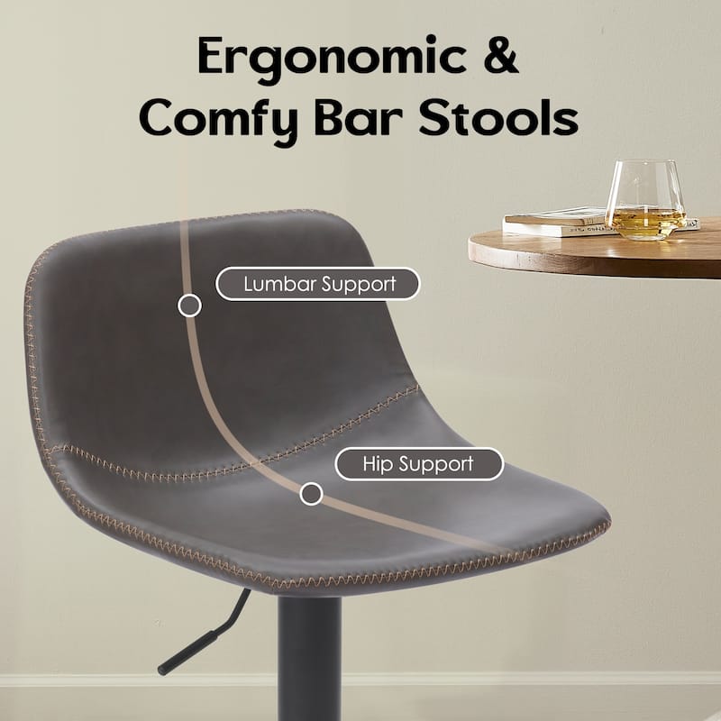 Adjustable Bar Stools Set of 2, Mid Century Modern Swivel Bar Stools, Industrial Bar Height Stools
