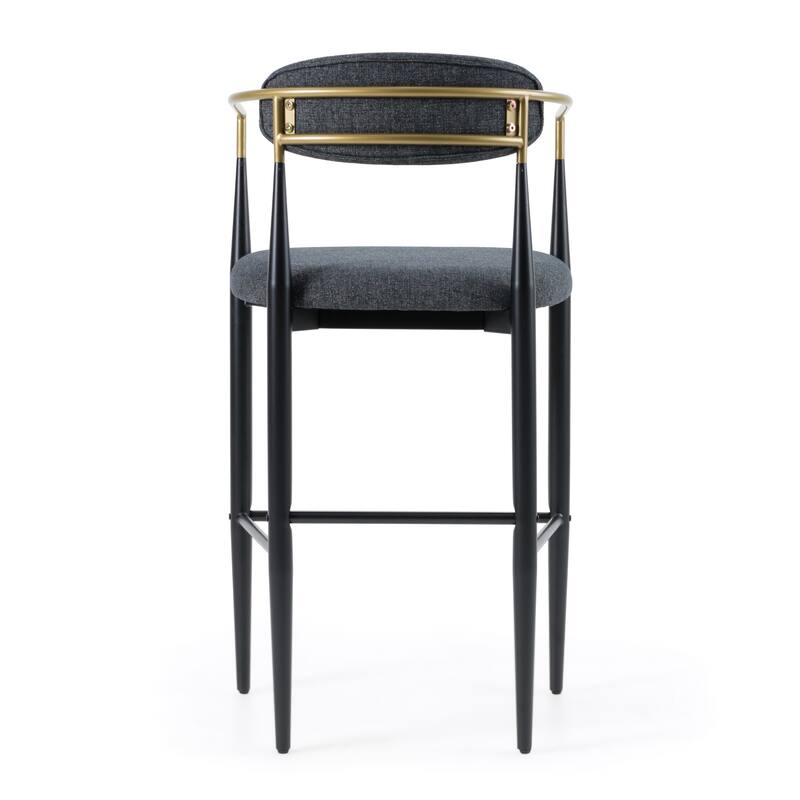 Modrest Buchtel Mid-Century Modern Dark Grey, Gold Arm & Black Bar Chair