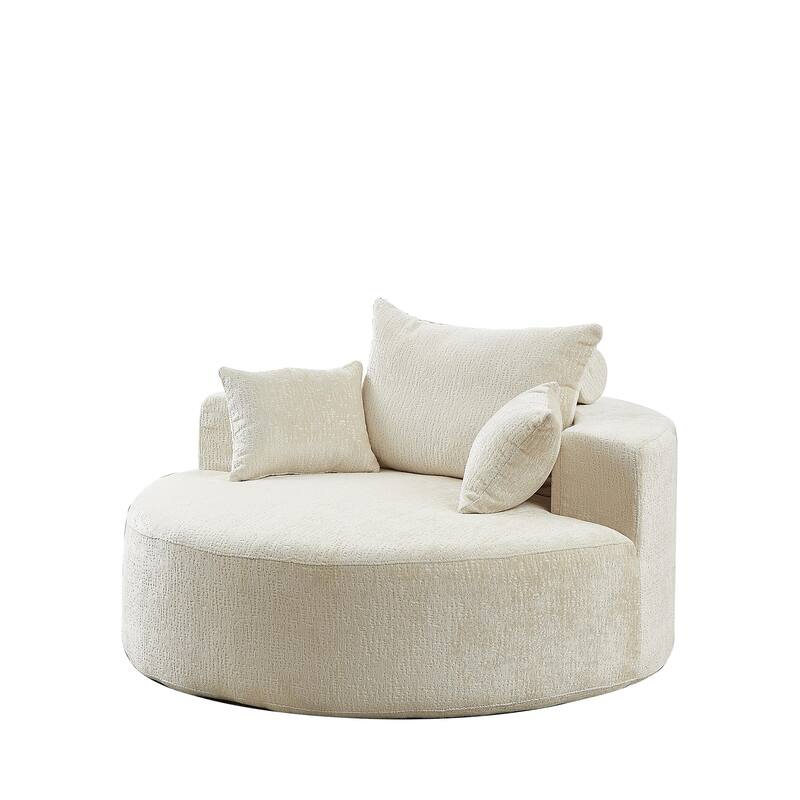 54'' Round Modular Single Sofa Chenille Sleeper Chair with Pillow