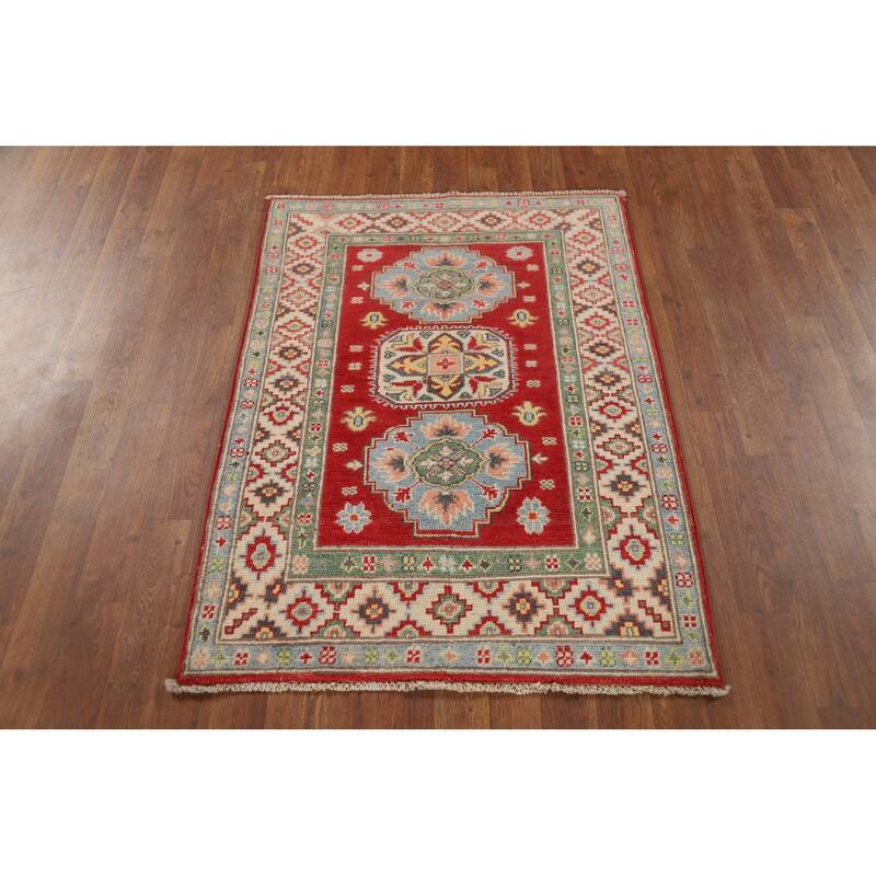 Traditional Red Kazak Foyer Rug Handmade Wool Carpet - 2'10" x 3'9"