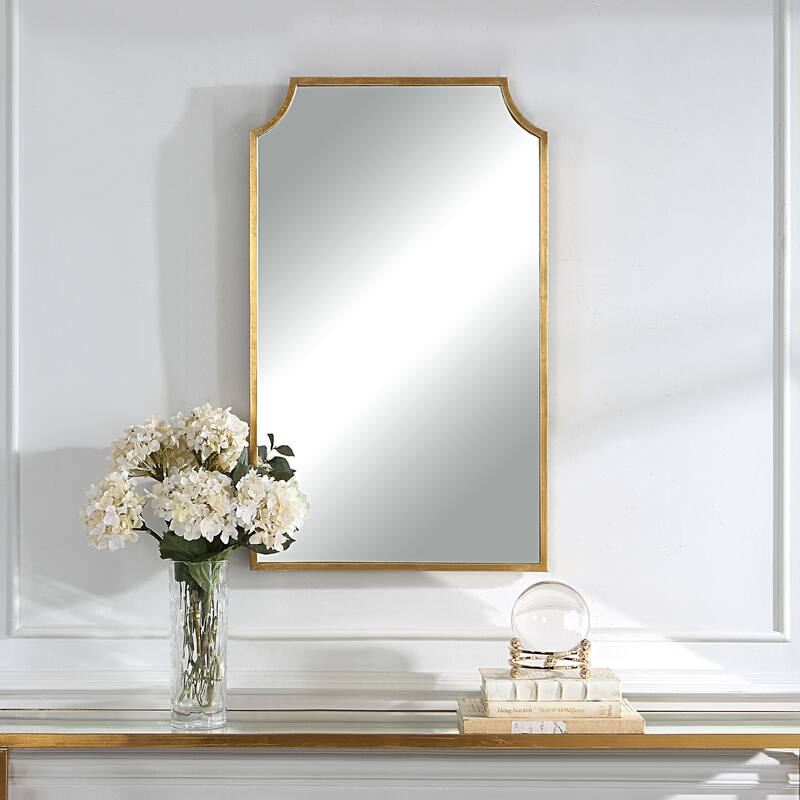 Porch & Den Gold Metal Concave Corner Wall Mirror