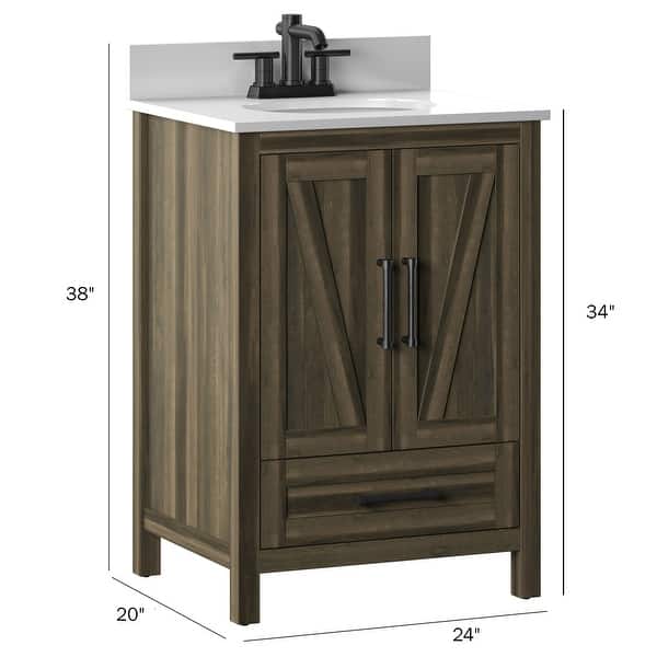 dimension image slide 1 of 2, 24" Single Bathroom Vanity with Lower Drawer