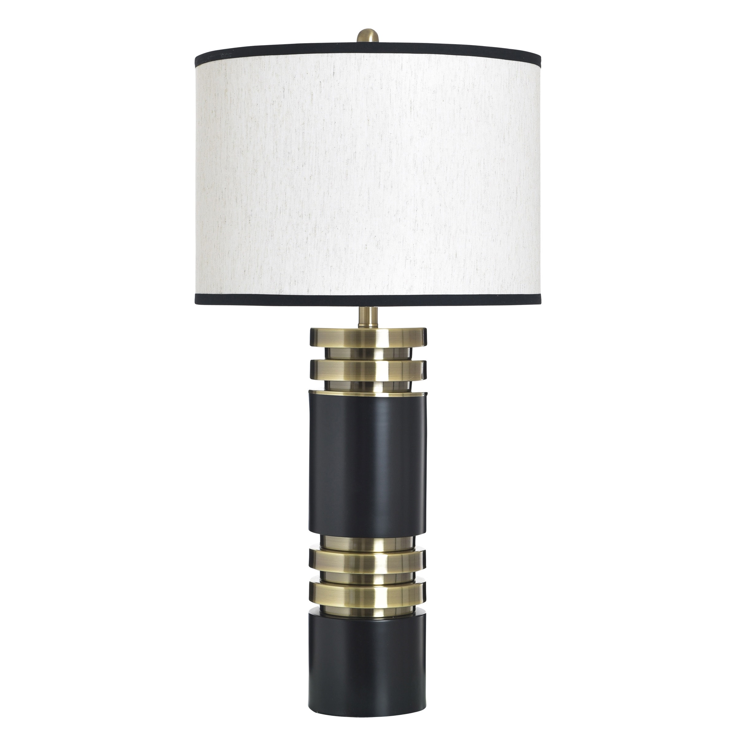 StyleCraft Steel Table Lamp - Drayton Gold - White Fabric