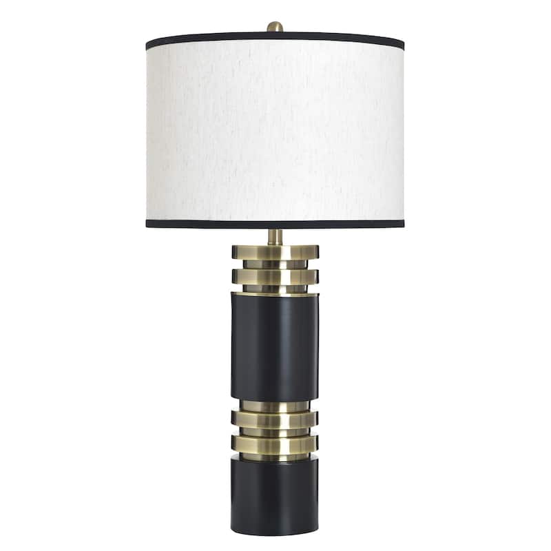 StyleCraft Steel Table Lamp - Drayton Gold - White Fabric - Drayton Gold