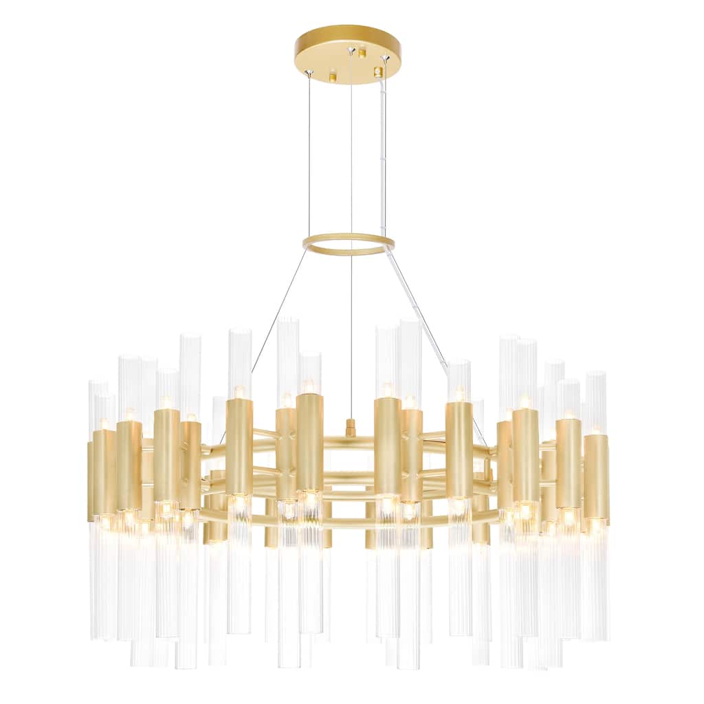 Orgue 72 Light 32in Satin Gold Chandelier - Satin Gold