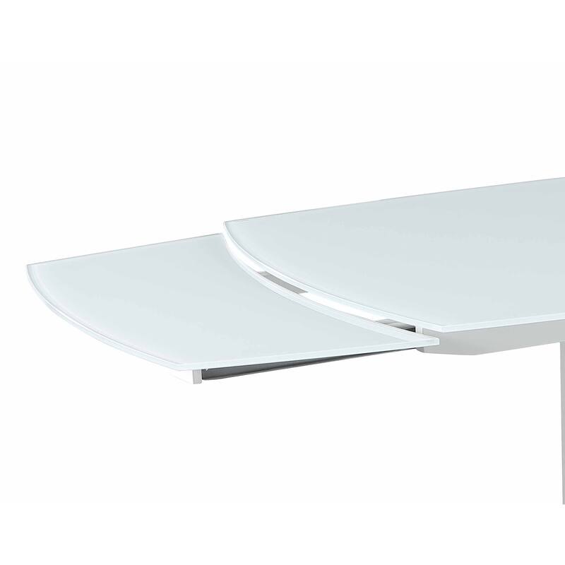 Somette Contemporary Extendable White Glass Dining Table