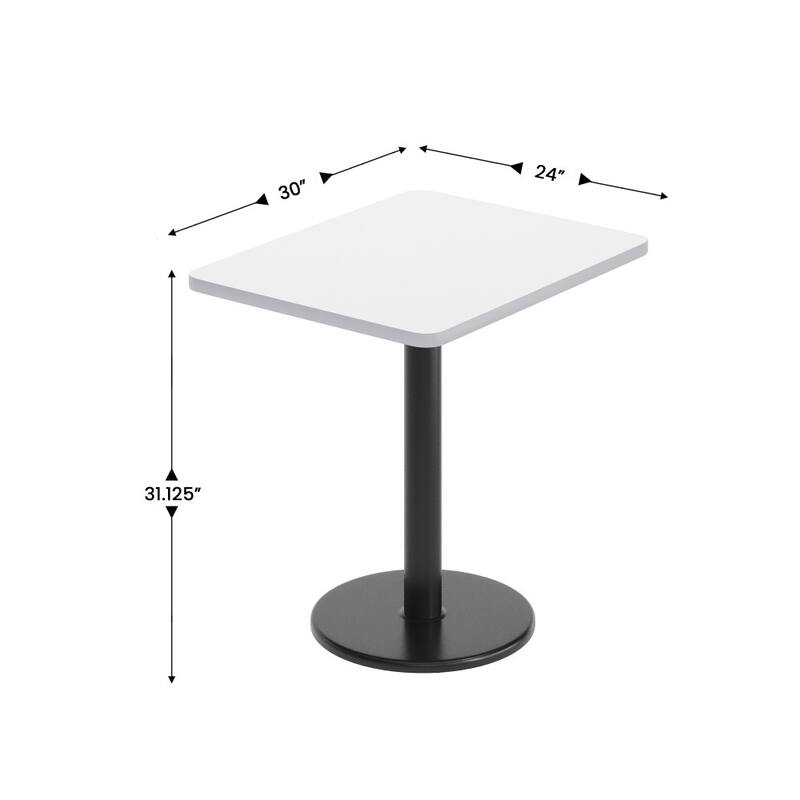 24'' x 30'' Rectangular Laminate Table Top with 18'' Round Table Height Base - 24"W x 30"D x 31.125"H