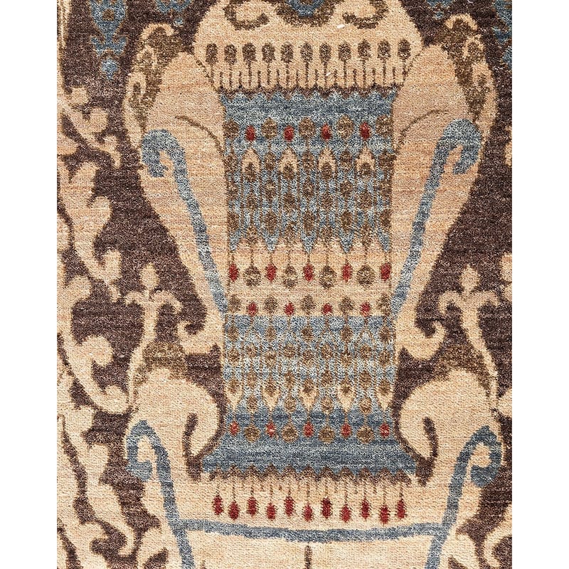 Ikat One-of-a-Kind Hand-Knotted Area Rug, Ivory - 9' 1" x 12' 3"