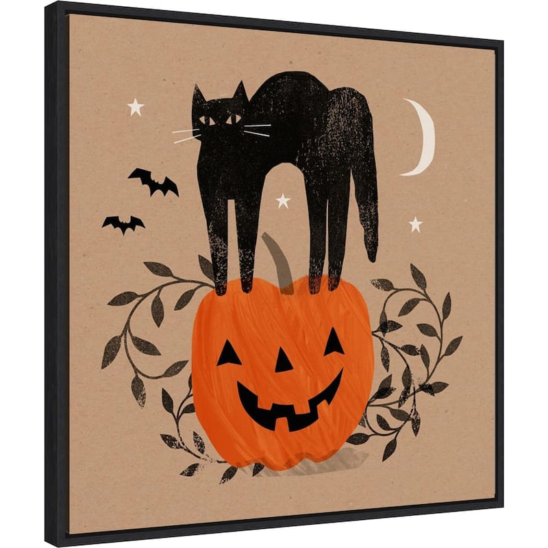 Amanti Art Halloween Cat I Framed Canvas Wall Art