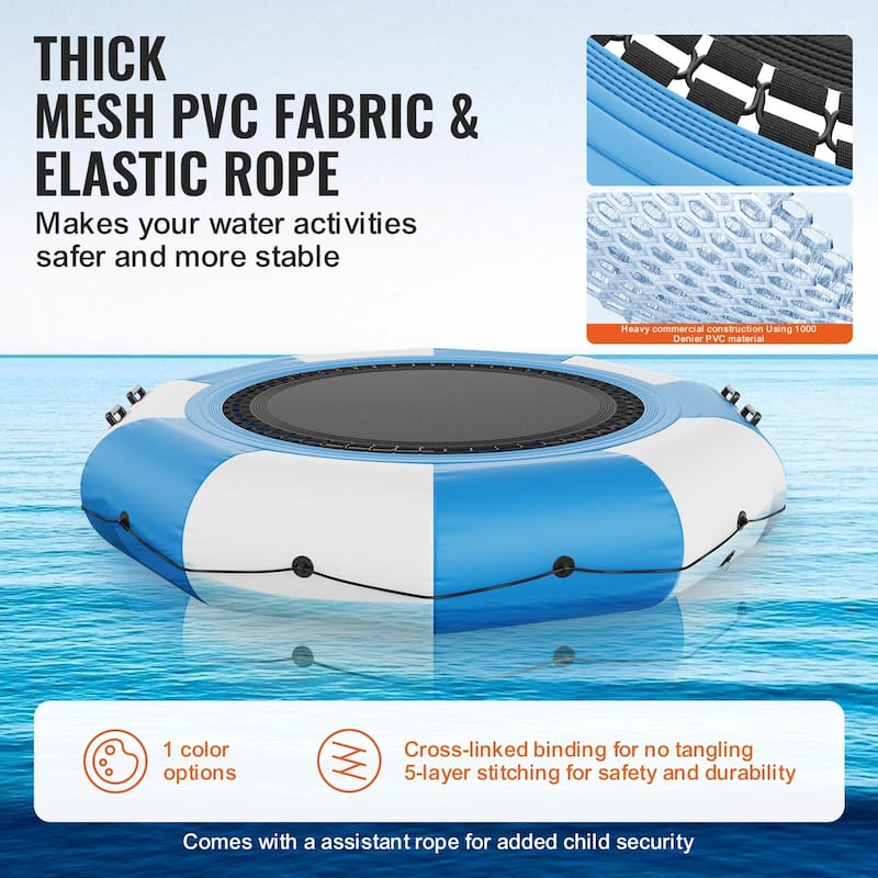 10ft Inflatable Water Trampoline with Ladder and Pump for Lake or Pool