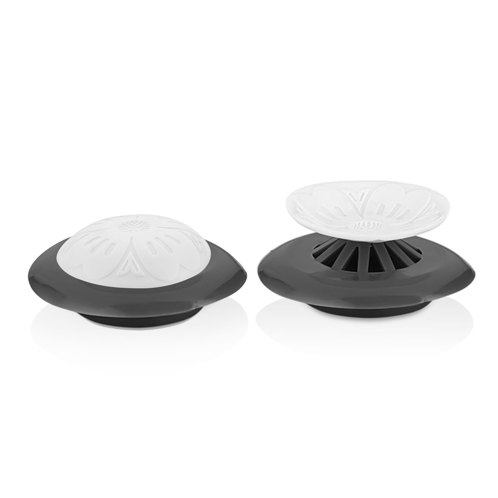 2 Pcs Hair Catcher Silicone Hair Stopper Shower Drain Covers for Bathtub Kitchen White Hair Catcher in Black