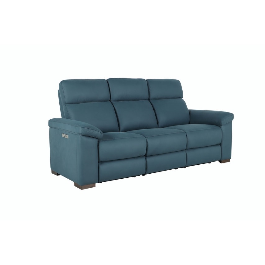 86" Top Grain Leather Zero Gravity Power Reclining Sofa with Lumbar Support and USB-C