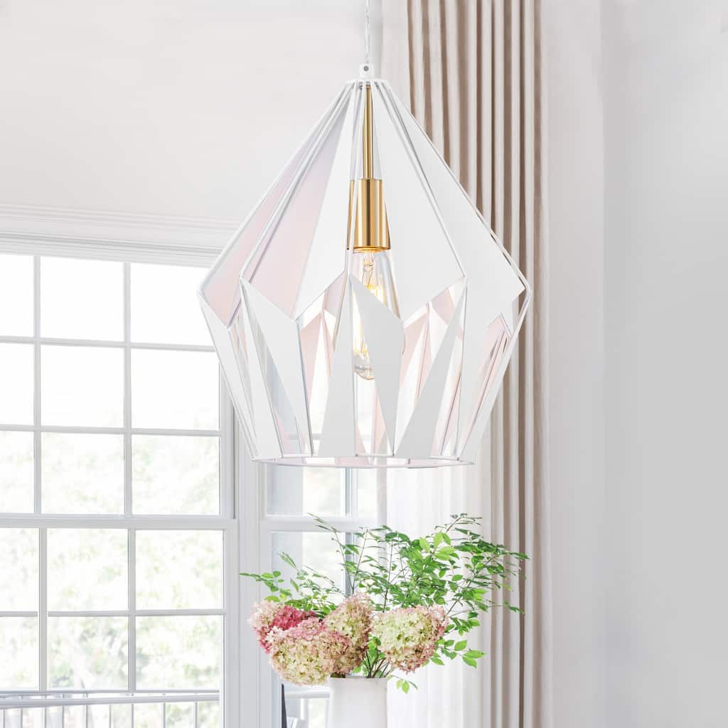 Industrial Geometric Metal Pendant Light Hanging Kitchen Fixture - Dia.12-in
