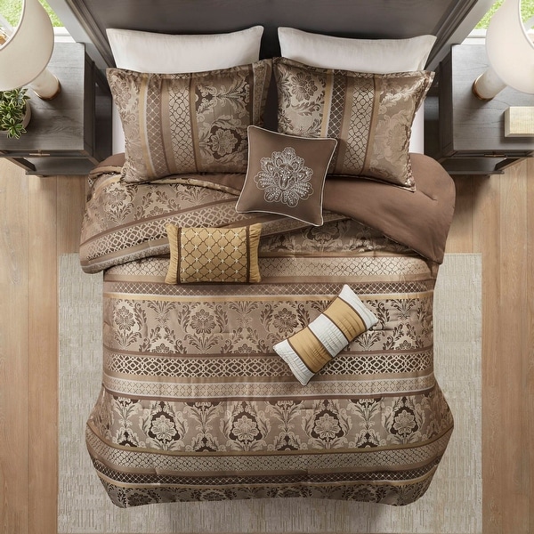 Madison Park Venetian Brown Gold 7-piece Jacquard Comforter Set