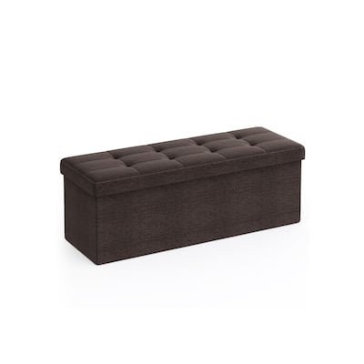 Velvet Tufted Storage Ottoman Bench with Wooden Legs and Hinged Lid