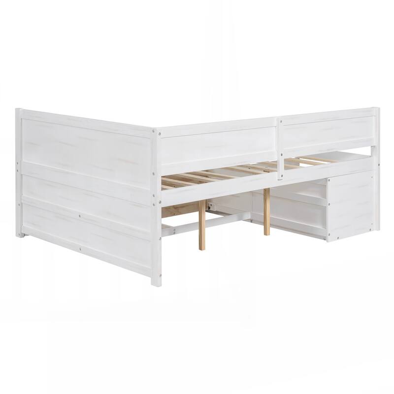 Full Size Daybed with Drawers and Shelves - White