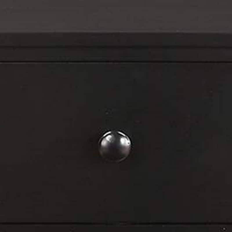 Pine Wood Night Stand with 2 Drawers, Black