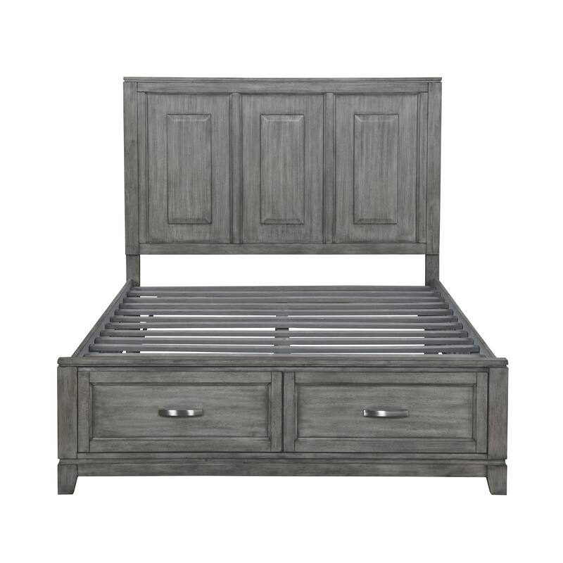 Rustic Gray Finish Platform Bed with Storage 1pc