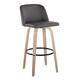 Option Grey Faux Leather/Round Black Footrest