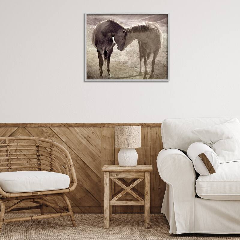 Stupell Muted Horse Pair Hugging Framed Giclee Art Design By Steve Toole