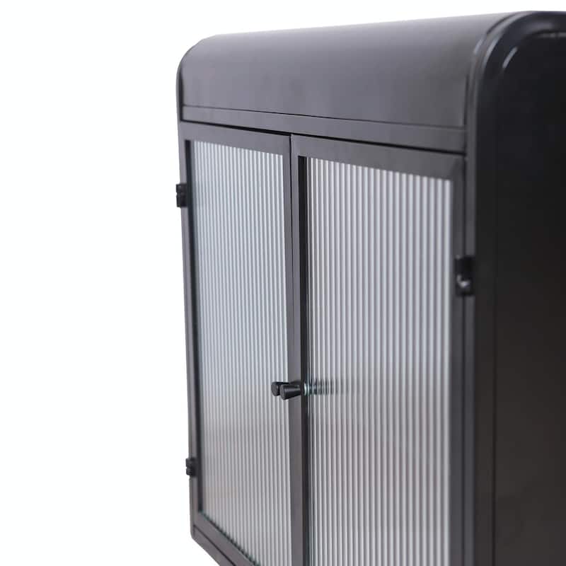 Modern Fluted Glass Wall Cabinet - Adjustable Shelves