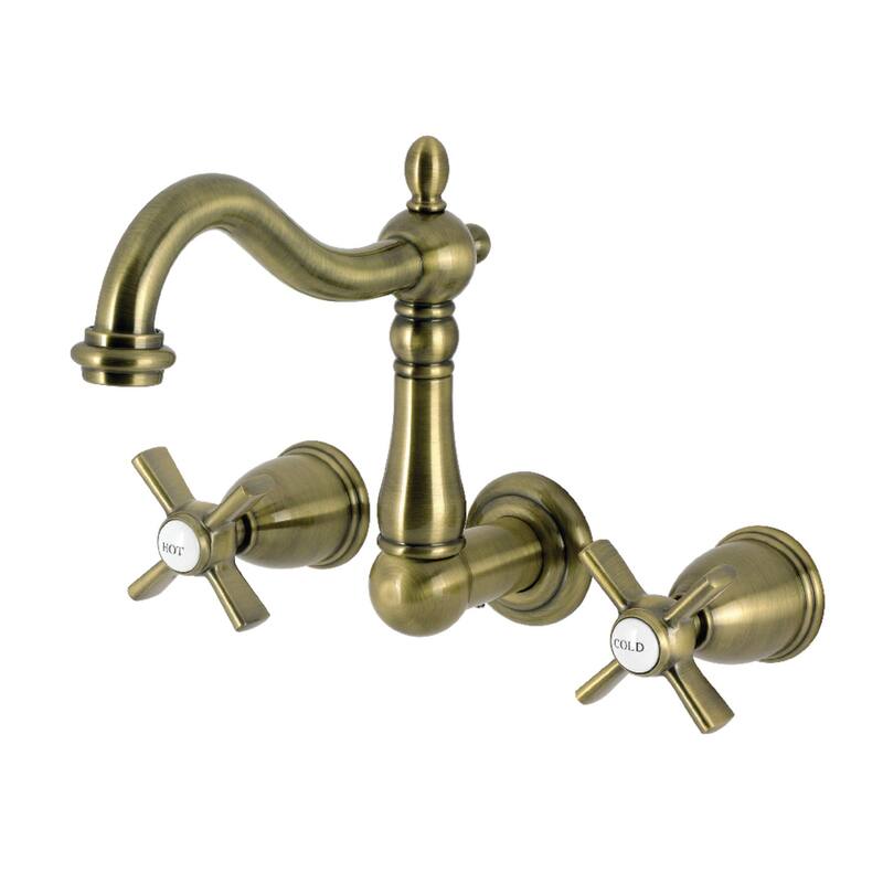 Kingston Brass Millennium Double-Handle Wall Mount Bathroom Faucet - Antique Brass