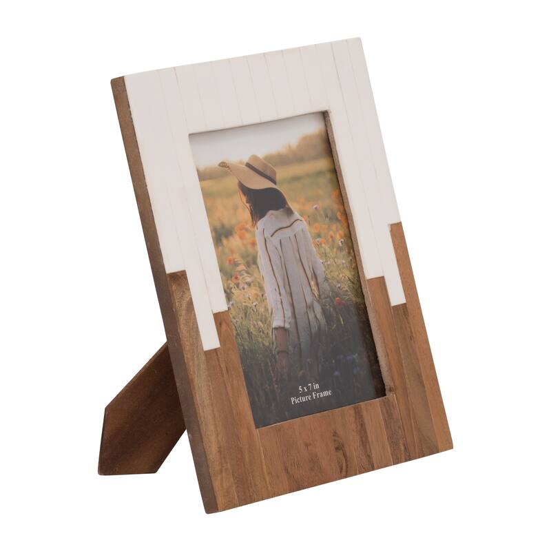Sagebrook Home Rustic Resin & Wood Picture Frame with Glass Panel - Decorative Polyresin & MDF Photo Display