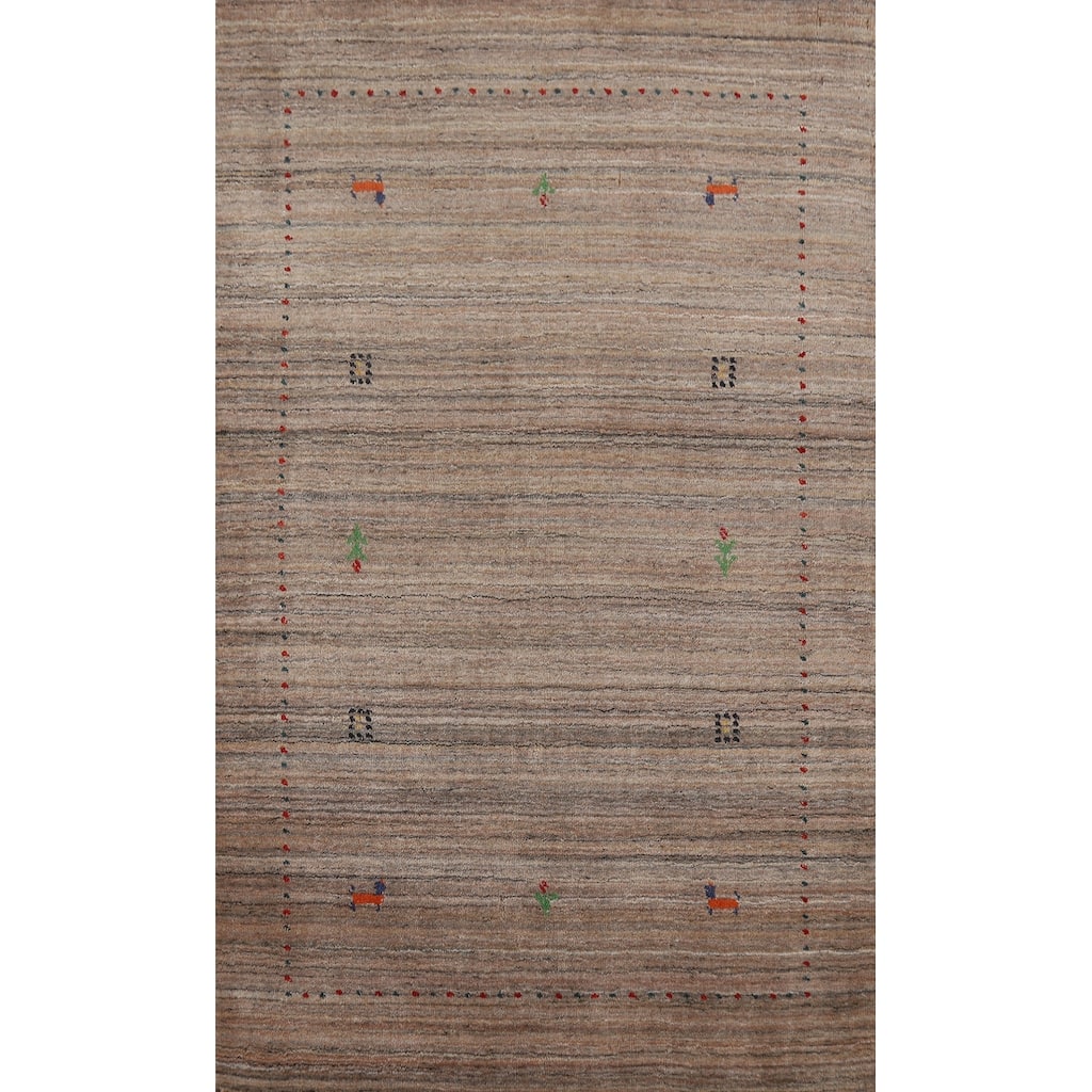 Gabbeh Indian Rug Hand-Knotted Oriental Wool Carpet - 3'0" x 4'10"