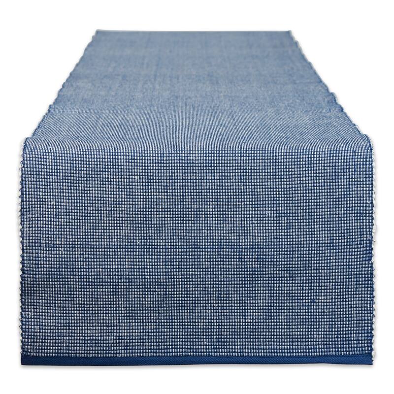 DII Black & White 2-Tone Ribbed Table Runner - 13x108" - Navy