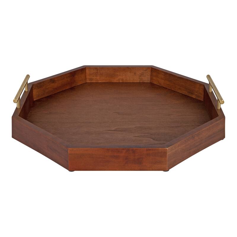 Kate and Laurel Lipton Octagon Decorative Tray with Metal Handles - 18x18