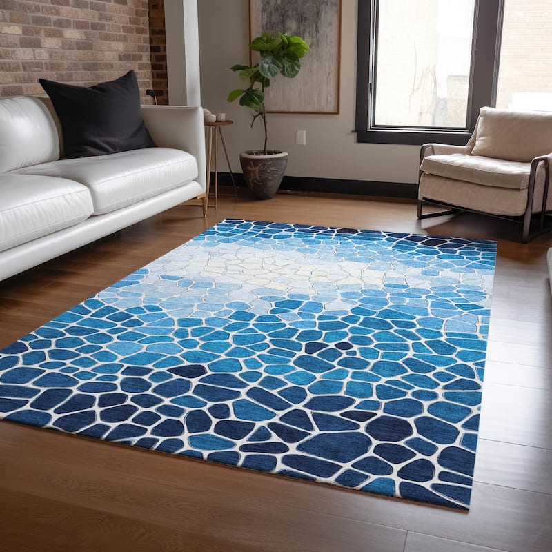 Machine Washable Indoor/Outdoor Contemporary Ombre Chantille Rug