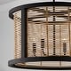 preview thumbnail 5 of 4, Rico 4-light Flat Black Pendant w/ Mango Wood & Rattan