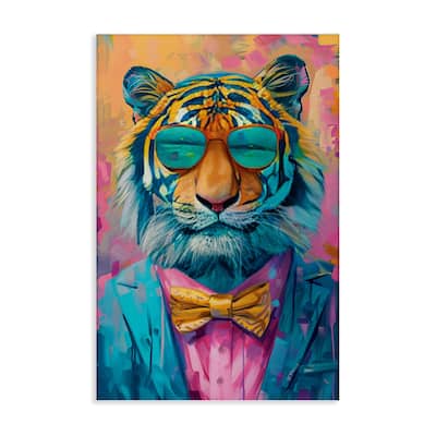 Stupell Smiling Snazzy Tiger Canvas Wall Art Design By LSR Design Studio