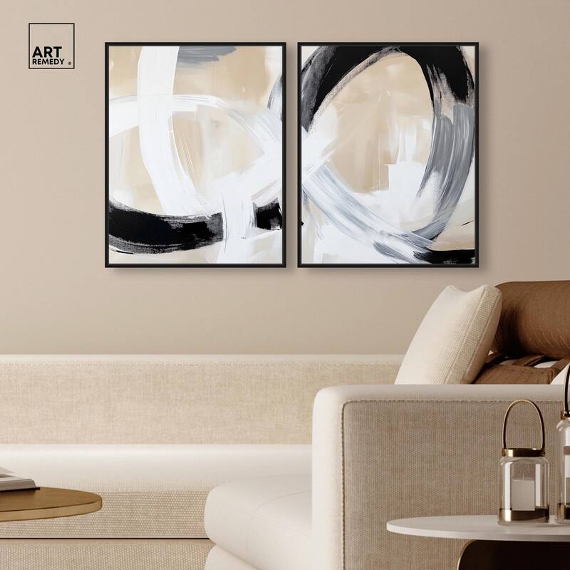 Neutral Interplay I Canvas Set of 2 by Art Remedy