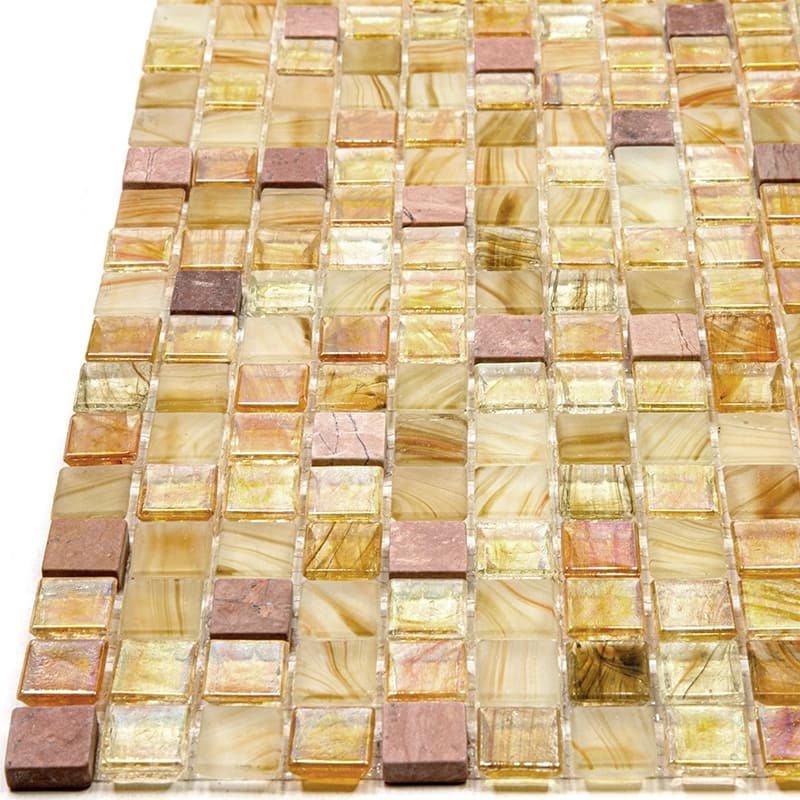 Apollo tile 12" x 12" Mingles Glossy Beige Pearl Glass Tile (18.69 sq ft/case) - 20 Pack