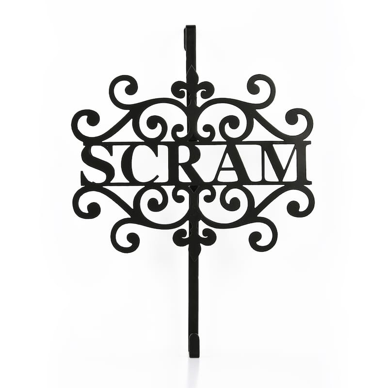 National Tree Company Halloween 'Scram' Metal Wreath Hanger, Black, 16 Inches - 16 in