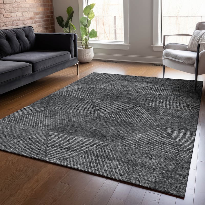 Machine Washable Indoor/ Outdoor Chantille Contemporary Prism Rug