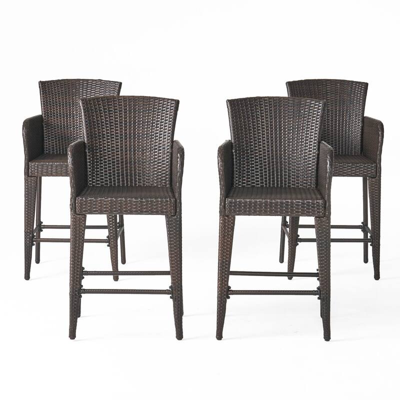 Anaya Outdoor Wicker Barstool (Set of 4) by Christopher Knight Home - N/A