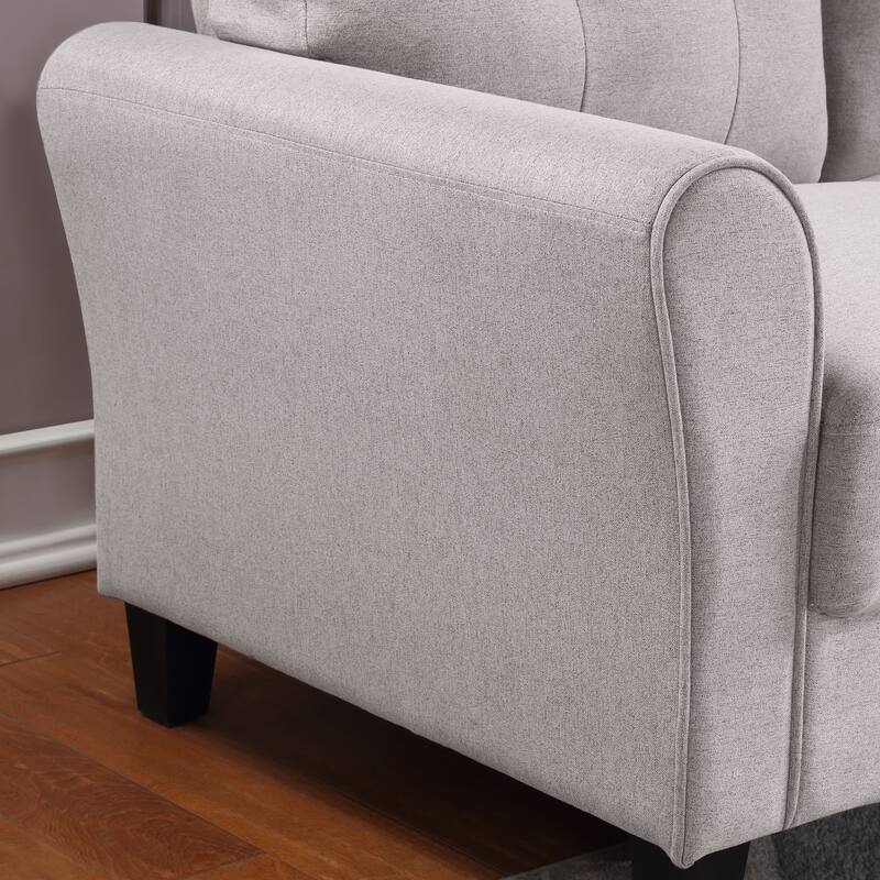 Three Seat Sofa Couch, 79.9" Modern Style Button Tufted Linen Upholstered 3-seat Sofa for Living Room,Light Grey