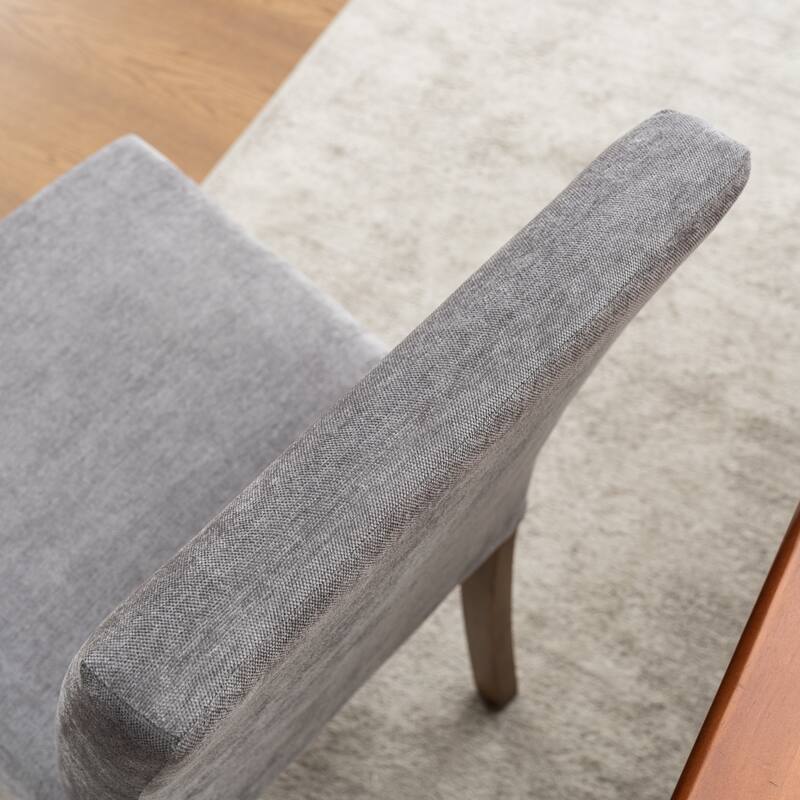 Upholstered Modern Dining Chairs, Linen Fabric Side Chairs Set of 2