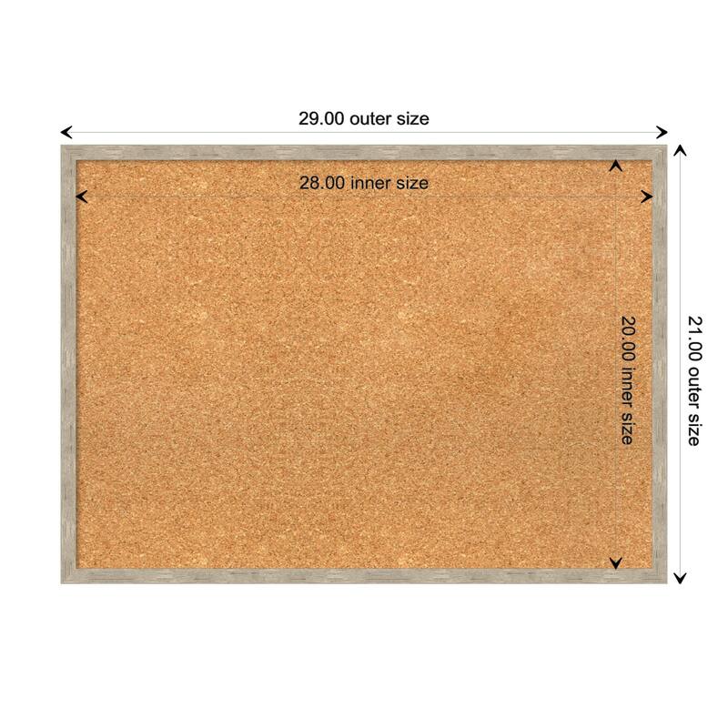 Imprint Wood Framed Natural Corkboard Bulletin Board - Imprint Light Pewter - Board Size 28x20