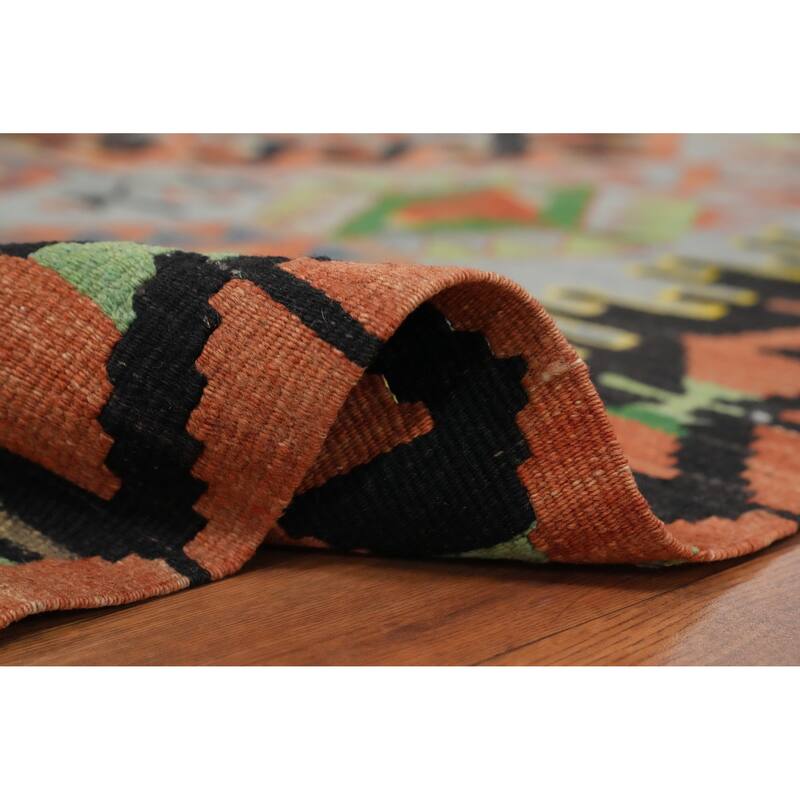 Hand Woven Oriental 100% Wool Carpet Southwestern Tribal Multi-Colored Kilim Area Rug - 10' 3'' X 5' 3''