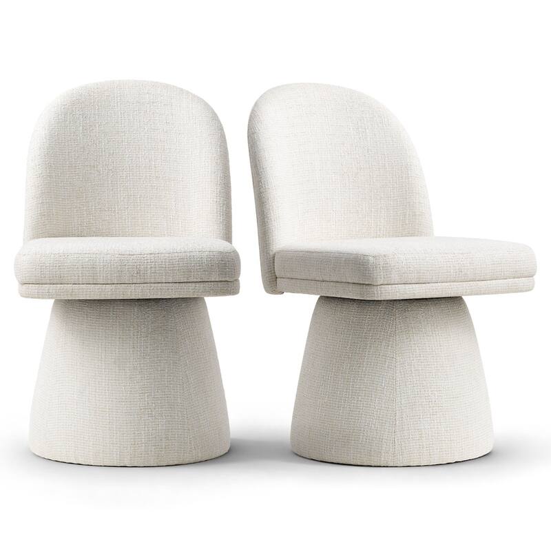 Swivel Fabric Upholstered Dining Chair(Set of 2)