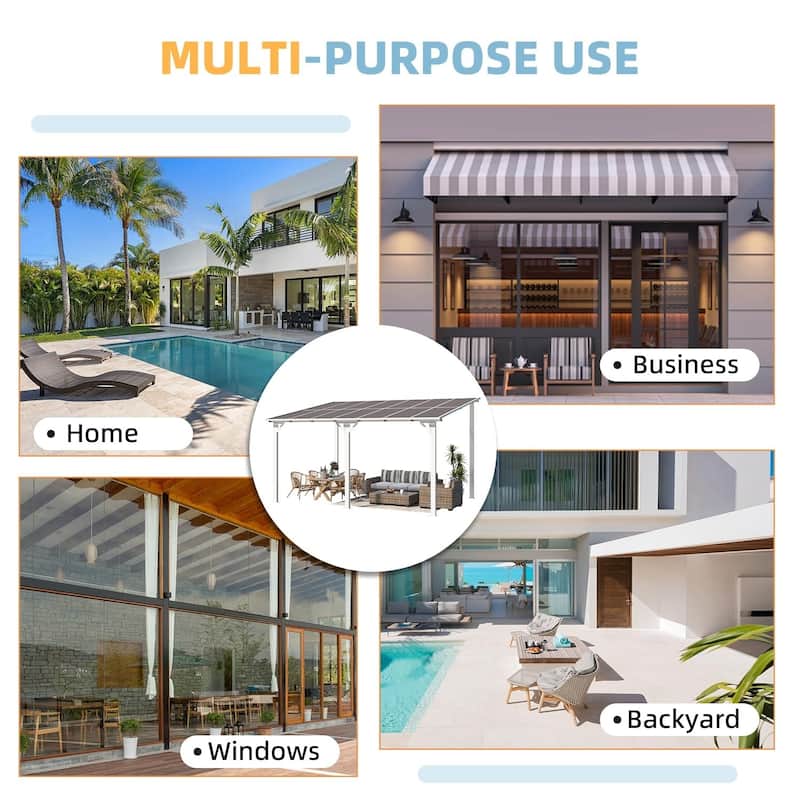 10X14Ft Outdoor Pergola Gazebo, Wall Mounted Lean to Awning Gazebo