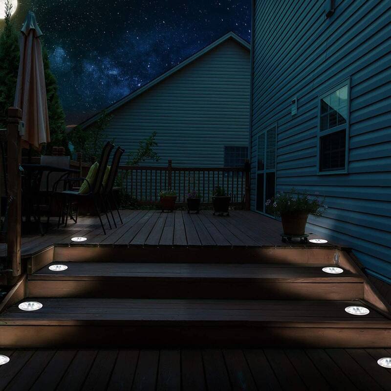 Soltoostar 8-pack Sliver Solar Powered Integrated LED Ground Lights - 8 pack
