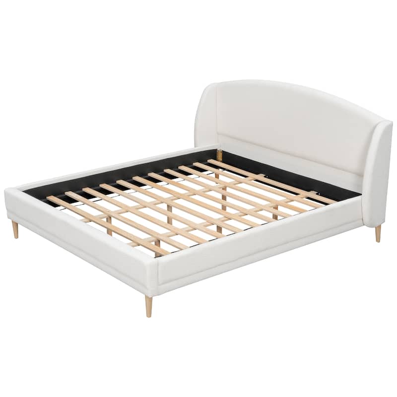 Christopher Knight Home - Isabella Wingback Upholstered Platform Bed with Boucle Fabric and Rounded Corners