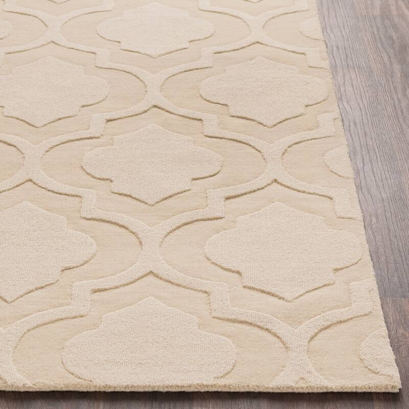 Hand-Woven Ali Tone-on-Tone Moroccan Trellis Wool Rug (9' x 12')