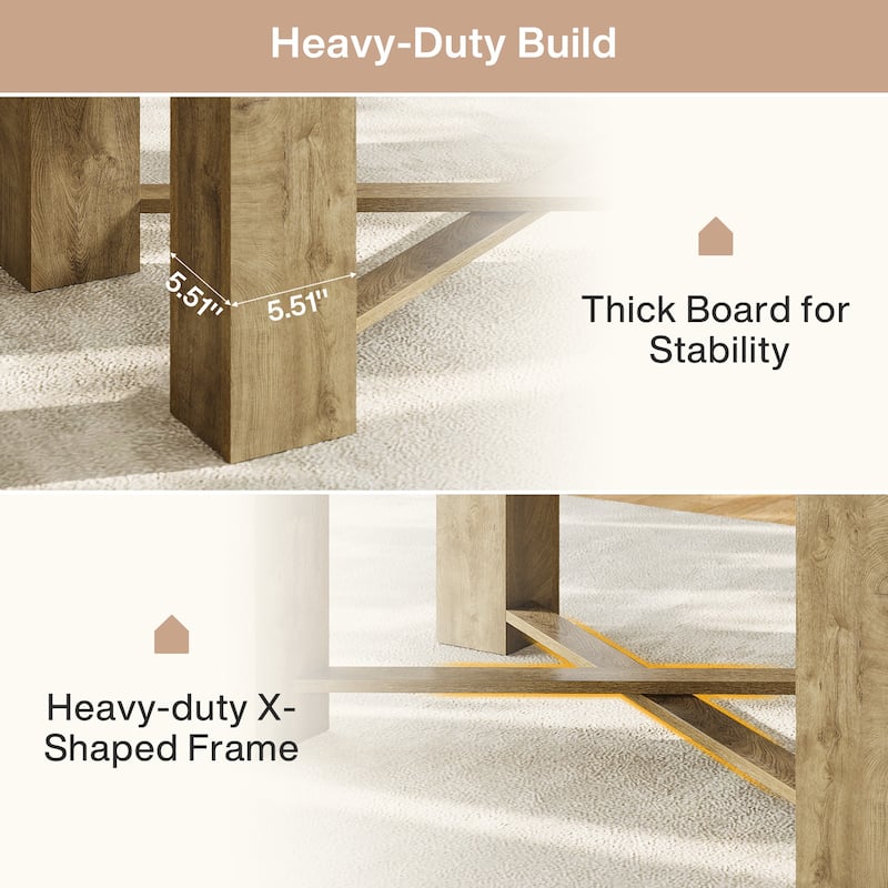 55" Kitchen Island Table, Counter Height Farmhouse Prep Table