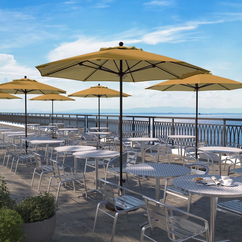 California Umbrella 9' Rd. Aluminum Frame, Fiberglass Rib Patio Umbrella with Sunbrella Fabric, Base Not Included