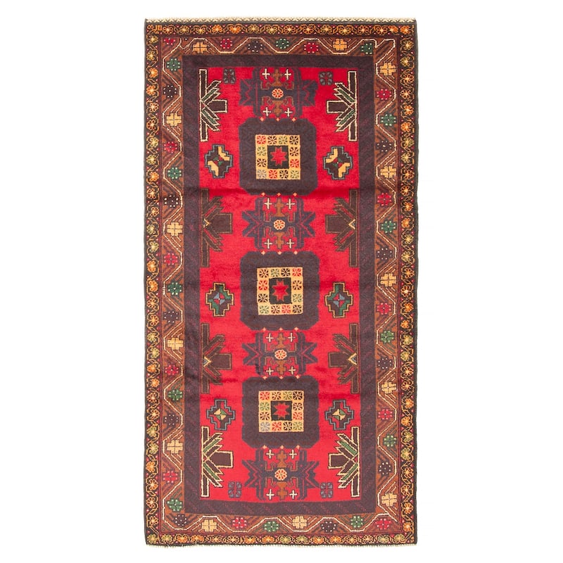 ECARPETGALLERY Hand-knotted Baluch Red Wool Rug - 3'5 x 6'7 - Red - 3'5 x 6'7